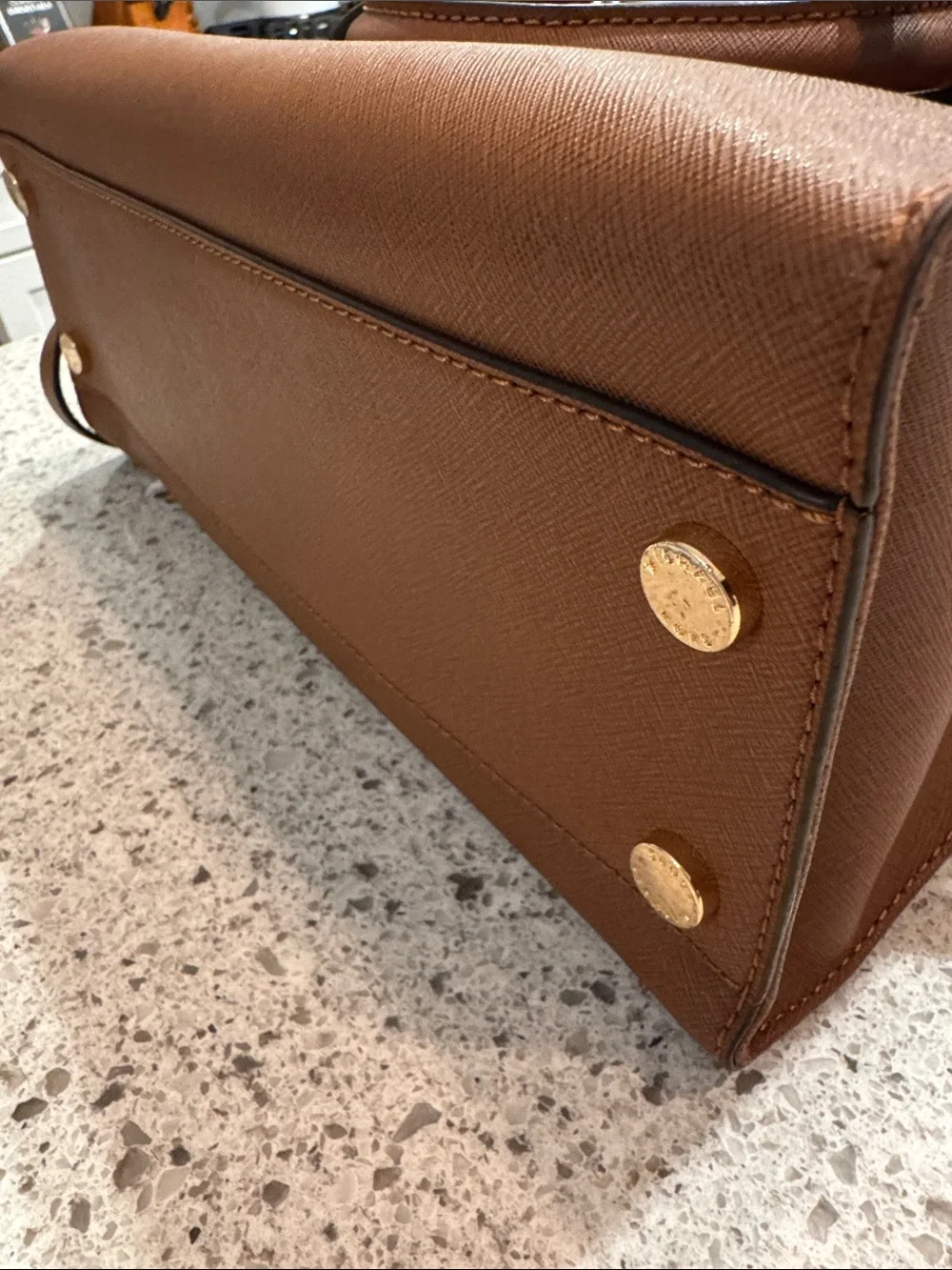 Michael Kors Cognac Saffiano Satchel with Gold Hardware
